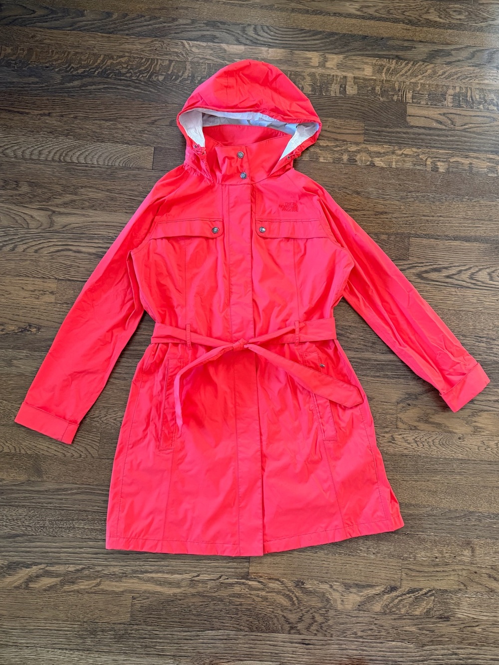 the north face mid length belted trench